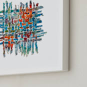 "Sundown in August" - Art Print in Turquoise Sea by Becky Kisabeth Gibbs - Frame Close-up
