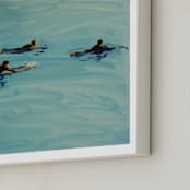 "Paddling Out" - Art Print in Marine Green by Annie Seaton - Frame Close-up