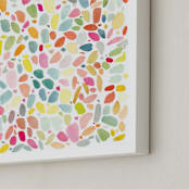 "Spots in Coral and Turquoise" - Art Print in Turquoise by Yao Cheng Design - Frame Close-up