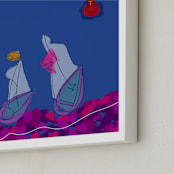 "The Race" - Art Print in Racing Blue by Stuart Heir - Frame Close-up