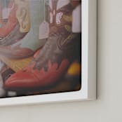 "These Boots" - Art Print in leather by Ann Gardner - Frame Close-up