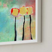 "Then There Were Three" - Art Print in Sunny Yellow by Lindsay Megahed - Frame Close-up