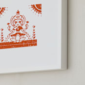 "Lakshmi" - Art Print in Vermillion by Susie Allen - Frame Close-up