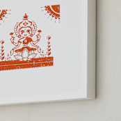 "Lakshmi" - Art Print in Vermillion by Susie Allen - Frame Close-up