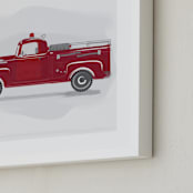 "Fire Truck Grey 2" - Art Print in Burnt Red by Rebecca Marchese - Frame Close-up