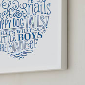 "Snakes & Snails" - Art Print in Blue by Jessie Steury - Frame Close-up