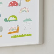 "Backyard Friends" - Art Print in Grass Green by studio aliQue - Frame Close-up