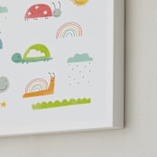 "Backyard Friends" - Art Print in Grass Green by studio aliQue - Frame Close-up