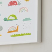"Backyard Friends" - Art Print in Grass Green by studio aliQue - Frame Close-up