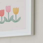 "Pastel Spring Tulips" - Art Print in Rainbow Pastel Pink by Sabrina Excene - Frame Close-up