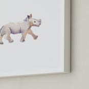 "Baby Rhino Watercolor" - Art Print in Violet by Haley Mistler - Frame Close-up