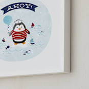 "Ahoy Matey!" - Art Print in scarlet by Shirley Lin Schneider - Frame Close-up