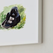 "Mountain Gorilla Watercolor" - Art Print in Jungle Green by Haley Mistler - Frame Close-up