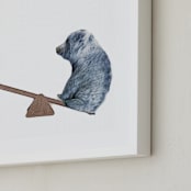 "See me go wee wee!" - Art Print in Polar Bear Blue by Maja Cunningham - Frame Close-up