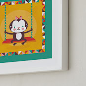 "Playground Monkey" - Art Print in Sunshine yellow by Mandy Rider - Frame Close-up