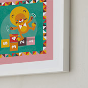 "Playground Lion" - Art Print in Sunshine yellow by Mandy Rider - Frame Close-up
