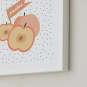 "Farmer's Market Peaches" - Art Print in Peaches and Cream by Kate Capone - Frame Close-up