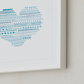 "Doodle Heart" - Art Print in Aqua by Chasity Smith - Frame Close-up