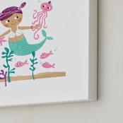 "Princess of the Sea" - Art Print in Lilac-Pink Shells by LeezaWorks - Frame Close-up