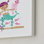 "Princess of the Sea" - Art Print in Lilac-Pink Shells by LeezaWorks - Frame Close-up