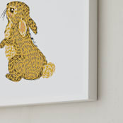 "Golden Rabbit" - Art Print in Golden by Snow and Ivy - Frame Close-up