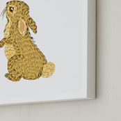 "Golden Rabbit" - Art Print in Golden by Snow and Ivy - Frame Close-up