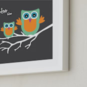 "Hoo Hoo" - Art Print in Night grey by Johanna Phillips Huuva - Frame Close-up