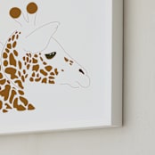 "Hello Giraffe!" - Art Print in Spot Brown by Gaucho Works - Frame Close-up