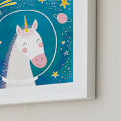 "Space Unicorn" - Art Print in Hawaiian Teal by Stellax Creative - Frame Close-up