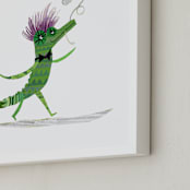 "Waltz On" - Art Print in lizard green by Kara Kramer - Frame Close-up