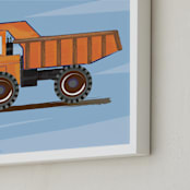 "Construction Dump truck Art" - Art Print in Blue multicolored art by Rebecca Marchese - Frame Close-up