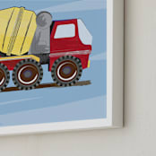 "Cement truck boy art" - Art Print in cement yellow red truck by Rebecca Marchese - Frame Close-up