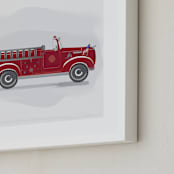 "Fire Truck Grey -1" - Art Print in Grey Skys by Rebecca Marchese - Frame Close-up