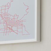 "Custom Map Letterpress Art" - Custom Letterpress Print in Neon Coral by Minted - Frame Close-up