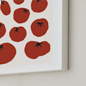"Pomodori" - Art Print in Tomato Summer Red by Sonya Percival - Frame Close-up