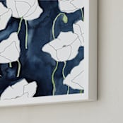 "2am Garden Dreams" - Art Print in Indigo Blue by Renee Anne Bouffard-McManus - Frame Close-up