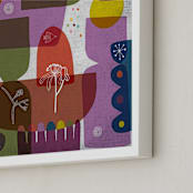 "Abstract Floral Shapes " - Art Print in Plush Magenta by Lee-Anne Schmidt - Frame Close-up
