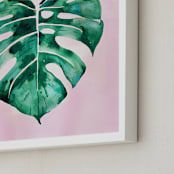 "palm leaf in pink" - Art Print in evergreen by Tae Lee - Frame Close-up