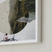 "Dreaming on a Bike" - Art Print in Neutral Beige by Augusto Paolo Bringas Dizon - Frame Close-up