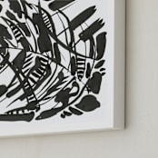 "Mid Century Floral" - Art Print in Charcoal by Stephanie Nowotarski - Frame Close-up