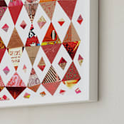 "Red Diamonds Art Print" - Art Print in Crimson Red by Shelley Kommers - Frame Close-up