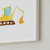 "Digger" - Art Print in lemon yellow by Jan Dolby - Frame Close-up