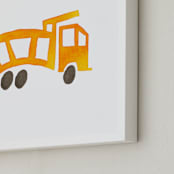 "Orange Dump Truck" - Art Print in pumpkin orange by Jan Dolby - Frame Close-up