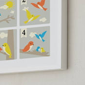 "Bird Count" - Art Print in Bluebird by Tara Lilly Studio - Frame Close-up