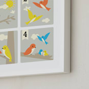"Bird Count" - Art Print in Bluebird by Tara Lilly Studio - Frame Close-up