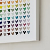 "Paper Hearts" - Art Print in Rainbow by InkDot - Frame Close-up