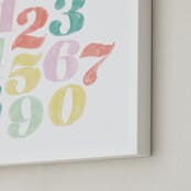 "Numerals" - Art Print in Flamingo by Carolyn Kach - Frame Close-up