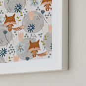"Fox + Flowers" - Art Print in Chesnut Brown by Coit Creative - Frame Close-up