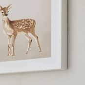 "Enchanted Deer 2" - Art Print in Sand by Teju Reval - Frame Close-up