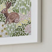 "Lone Rabbit" - Art Print in Grass by Jenny Westenhofer - Frame Close-up